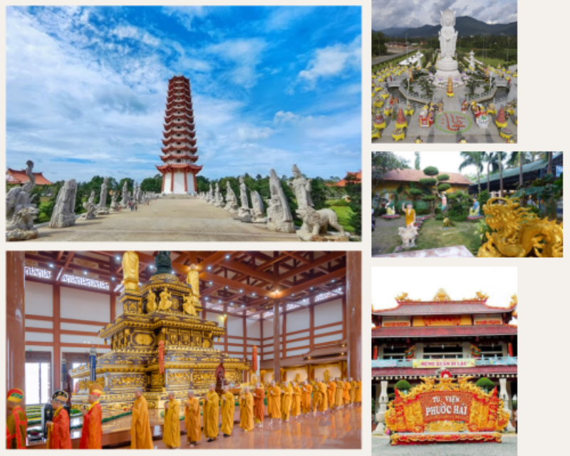 Quang cảnh từ Chùa Bửu Sơn trên Núi Lớn Vũng Tàu nhìn xuống thành phố và biển.
